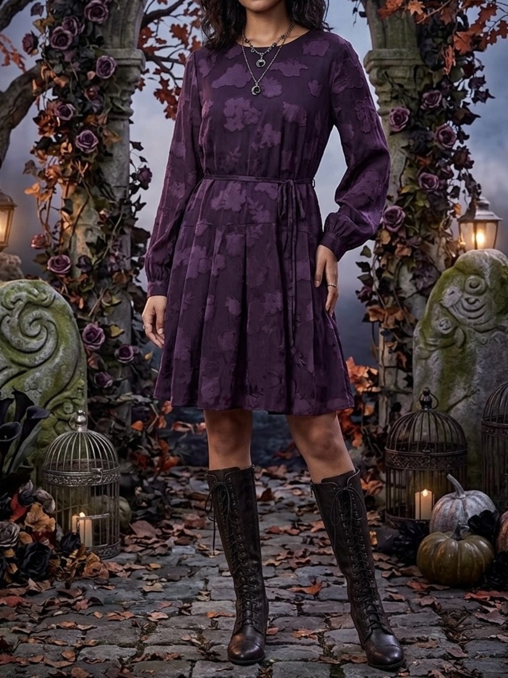 Tommy Hilfiger Purple Floral Burnout Chiffon Dress NWT 16